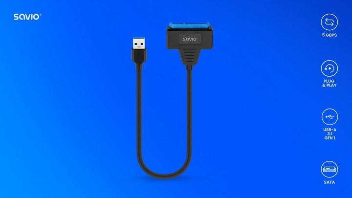 Produktbild Savio AK-68 Adapter USB-A 3.1 Gen 1 (M) - SATA (F) für 2 5 Laufwerke (0.25 m, USB 3.1)
