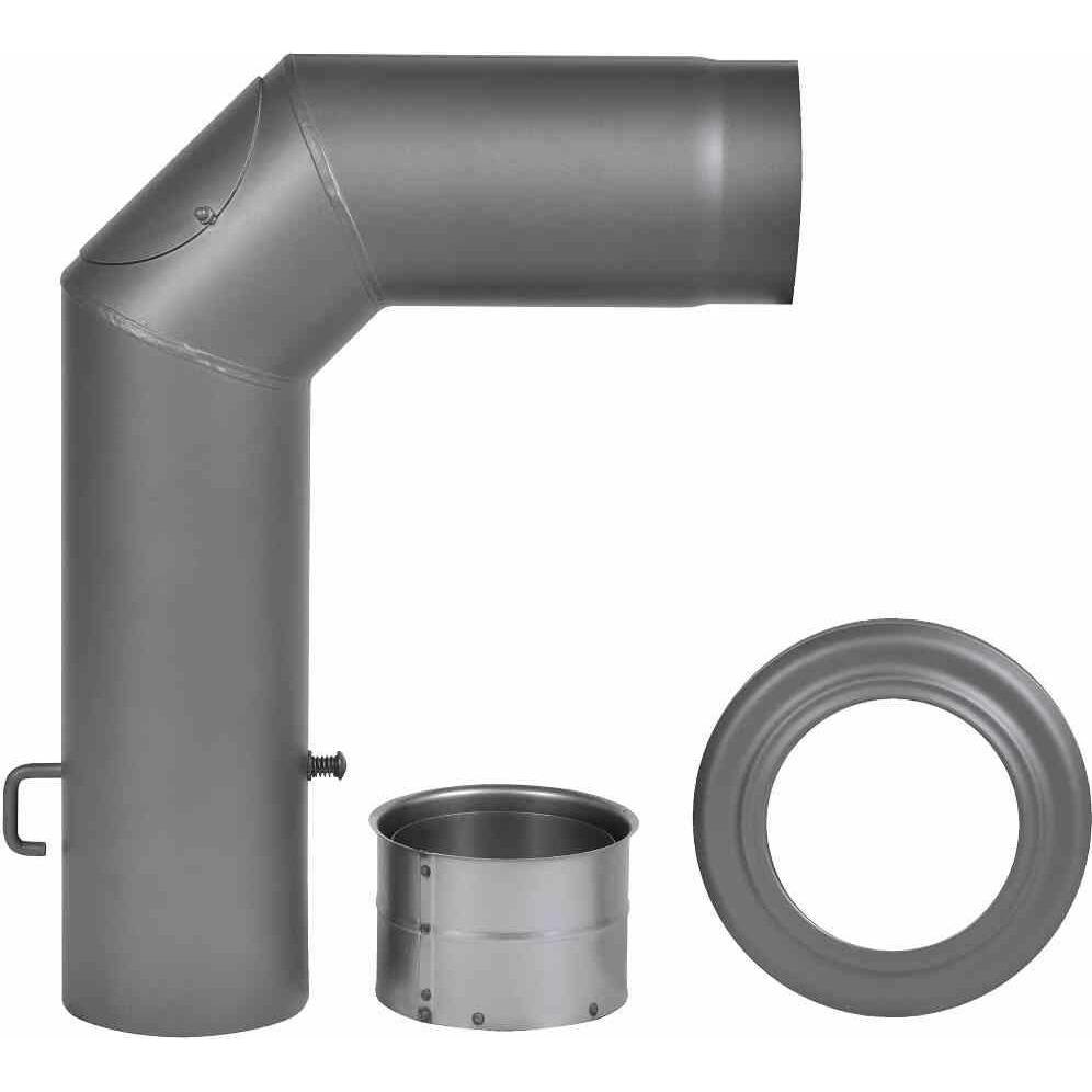 FireFix, Zubehör Kerzen + Kamin, RD150/SET Ofenrohrset aus 2 mm starken Stahl (Winkelrohrset) in 150 mm Durchmesser, für...