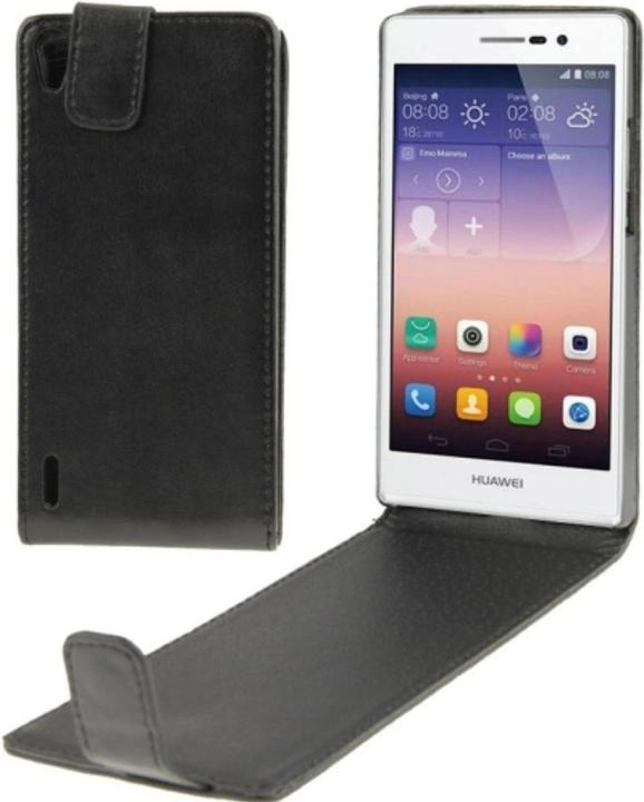 Produktbild König Design Schutzhülle Flip Tasche für Handy Huawei Ascend P7 Schwarz (Huawei Ascend P7)
