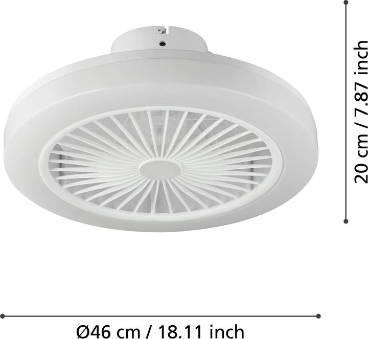 Actual product image EGLO Ortona Plafondlamp met ventilator - 46cm - AC-longer life - Wit (47.10 dB)