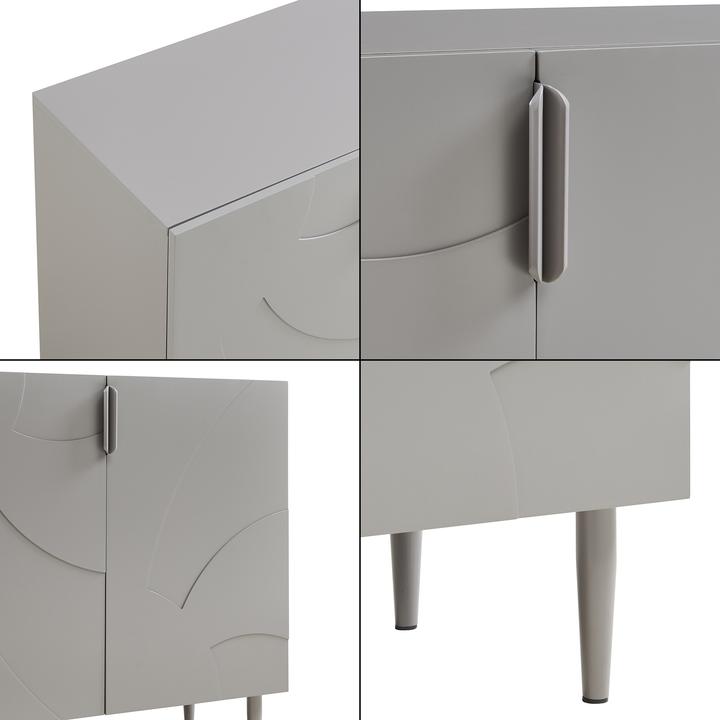 Image du produit En.Casa Sideboard Starvili mit 2 Türen 75x76x38 cm Grau (76 x 38 x 75 cm)