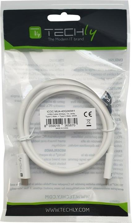 Actual product image Techly USB 4 cable 40G 240W 1m (1 m, 240 W)