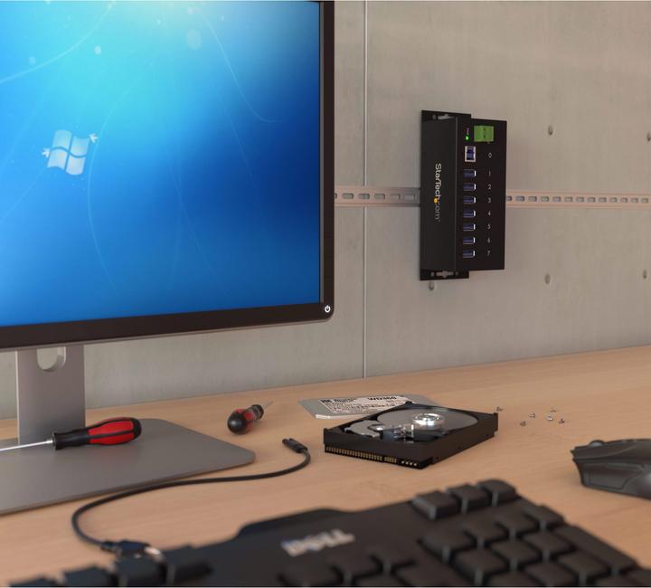 Produktbild StarTech Industrial Railmount (USB-B, 7 Ports)