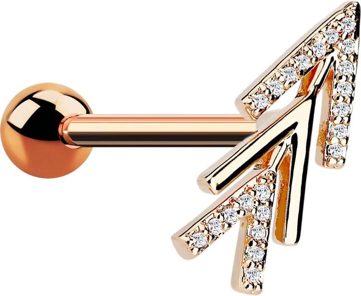 Produktbild Star Piercing Micro Barbell rosegold dreifach Pfeil mit Kristallen (Chirurgenstahl 316L, Messing)