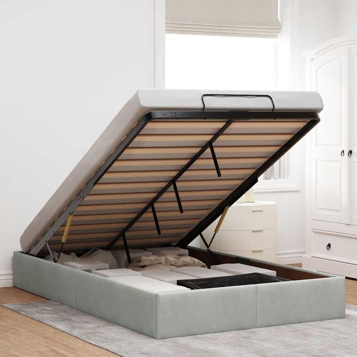 VidaXL Letto ottomano senza materasso Velluto grigio chiaro 120x200 cm (120 x 200 cm)