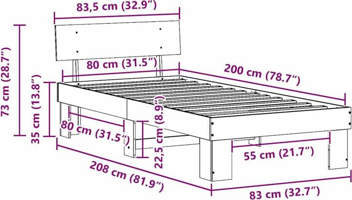 Actual product image vidaXL Bedstead (80 x 200 cm)