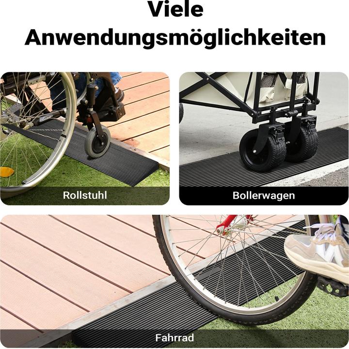 Produktbild Wiltec Türschwellenrampe Gummi 900x250x45mm kürzbar Rollstuhlrampe Rampe