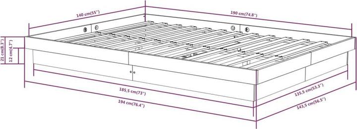Produktbild vidaXL Bettgestell (140 x 190 cm)
