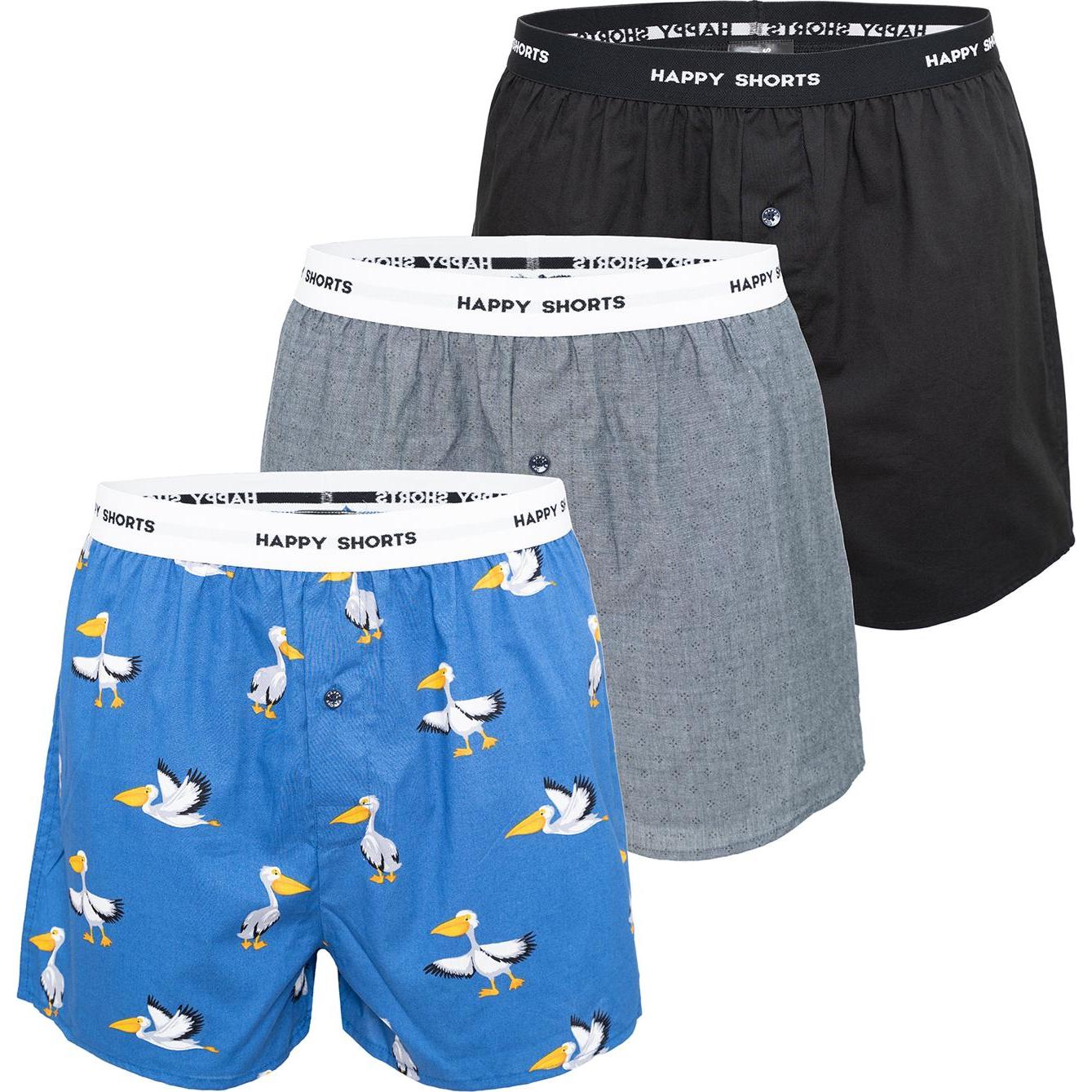 Happy shorts, Herren, Unterhosen, Web-Boxershorts Casual Bequem sitzend, Mehrfarbig, (M, 3er Pack)