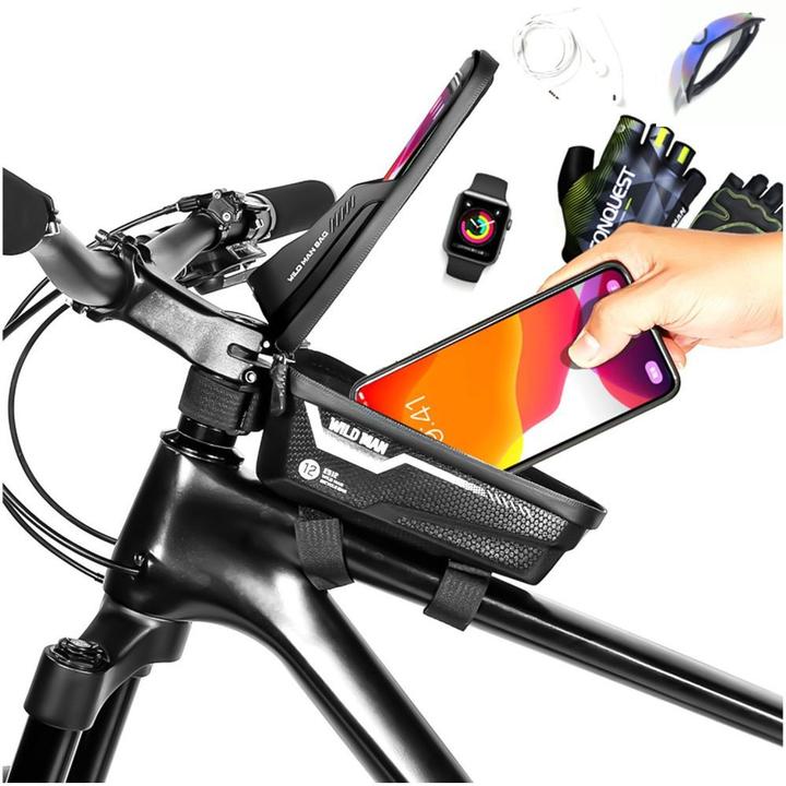 Produktbild Wildman Bicycle accessory traveling bag for bike frame with zipper 1L (4 "- 7") ES12 black (1 l, Rahmentasche)