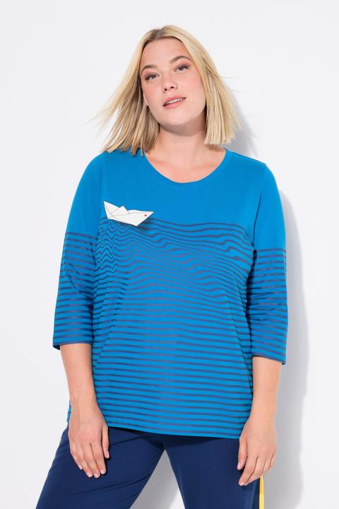 Produktbild Ulla Popken Shirt, Ringel, Papierboot, U-Boot-Ausschnitt, 3/4-Arm (58)