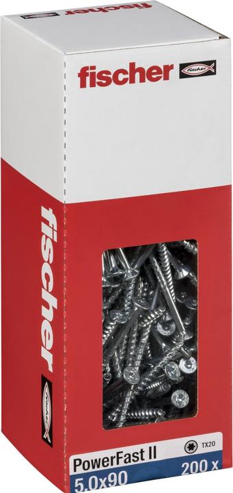 Actual product image Fischer Power-Fast II FPF II chipboard screw 5,0x90 mm 200 pieces ( 670385 ) countersunk head with Torx Te (200 Screws per piece)