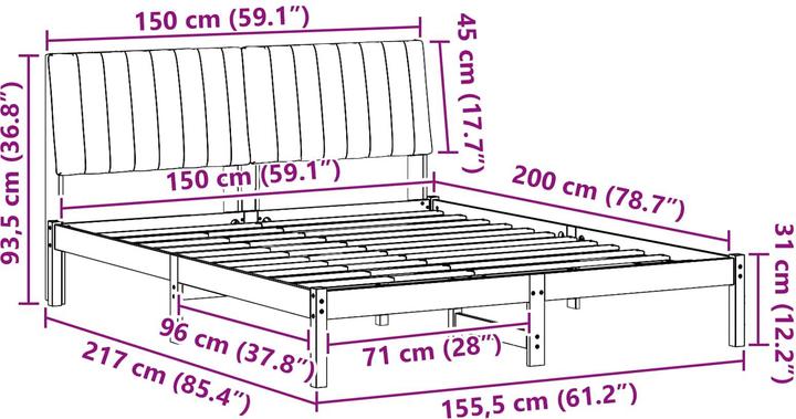 Image du produit vidaXL Modernes Bett (150 x 200 cm)