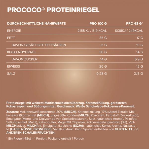 Valeurs nutritives et ingrédients IronMaxx Prococo Bar (24 x 48g) (48 g, 24 pcs)