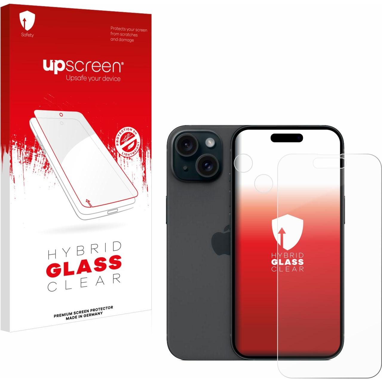 upscreen Scratch Shield Panzerglasfolie (1 Stück, Apple iPhone 15), Smartphone Schutzfolie, Transparent