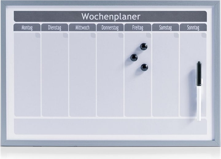 Planificateur hebdomadaire (Tableau magnétique, Calendrier hebdomadaire, Tableau blanc, 60 x 40 cm)