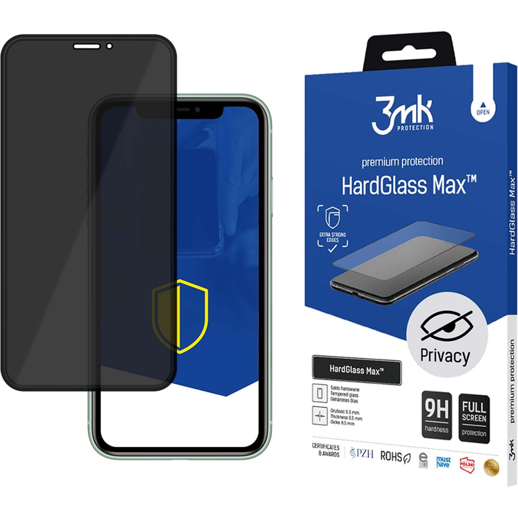 3MK HardGlass Max Sichtschutzfolie, Apple, iPhone XS Max, Tempered Glass, transparent/Schwarz (1 Stück, Apple iPhone XS ...