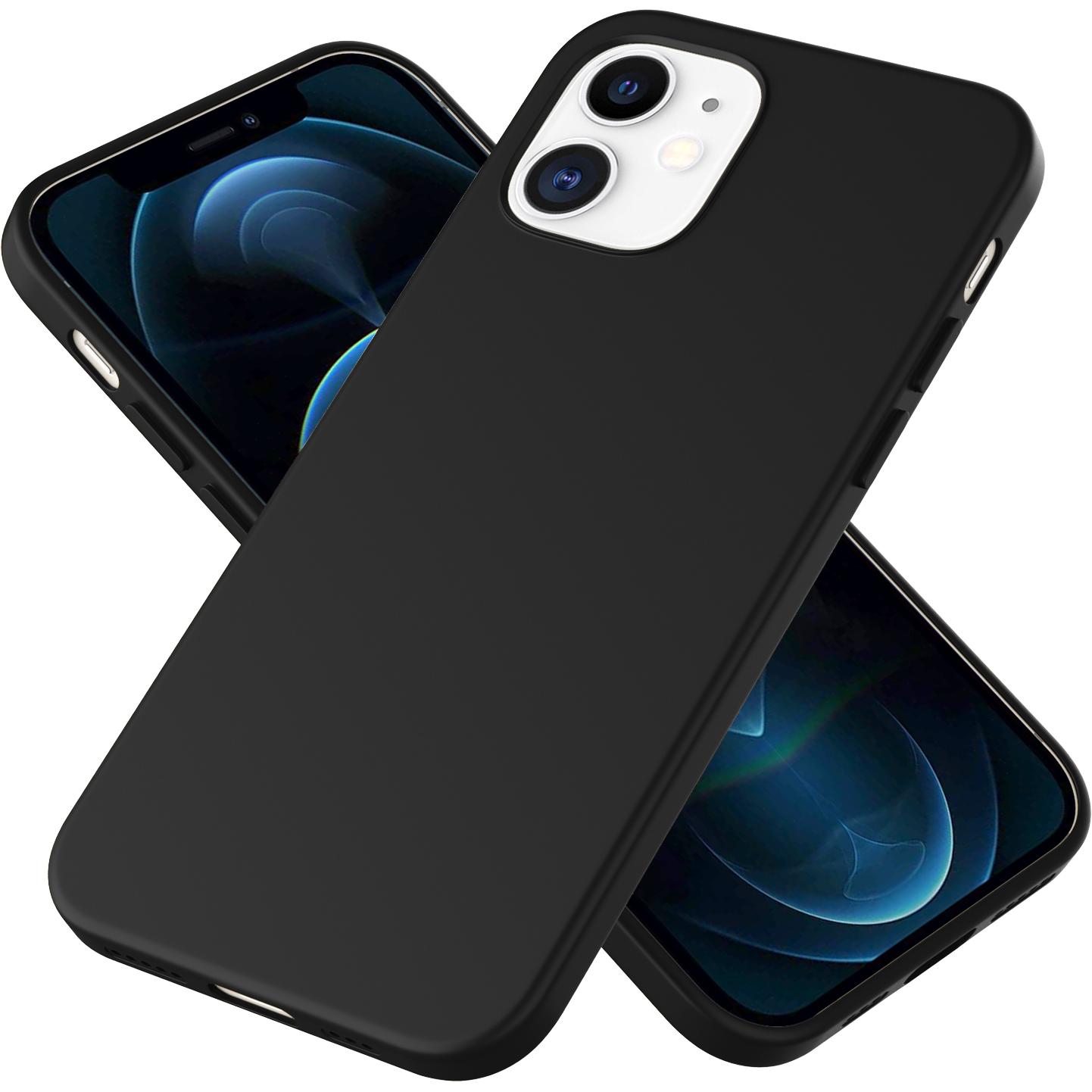 Nalia Liquid Silikon Handyhülle (Apple iPhone 12, Apple iPhone 12 Pro), Smartphone Hülle, Schwarz