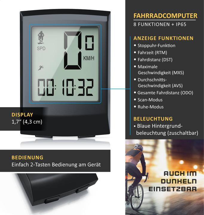 Actual product image Aplic Velocomputer, bike computer - bike speedometer bike computer speedometer - background lighting