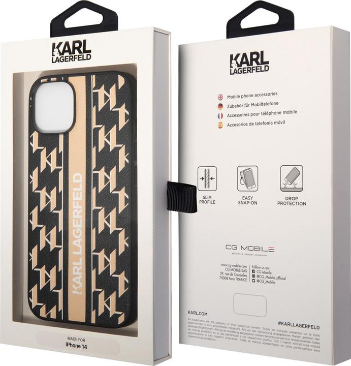 Image du produit Karl Lagerfeld KLHCP14SPGKLSKW iPhone 14 6.1 "étui rigide marron / marron à rayures Monogram (Apple iPhone 14)