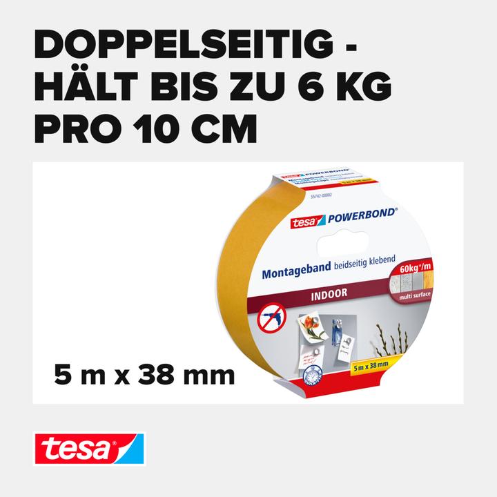 Produktbild tesa Powerbond INDOOR doppelseitiges Montageband (38 mm)