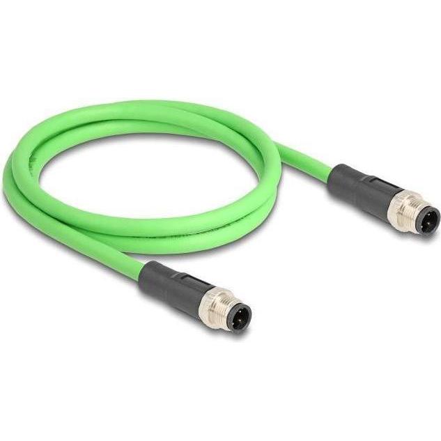 Thumbnail - Delock M12 Kabel D-kodiert 4 Pin Stecker zu Stecker PUR (TPU) 1 m (SF/UTP, 1 m), Netzwerkkabel