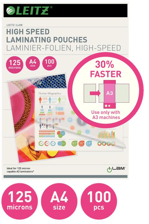 Produktbild Leitz iLAM Heisslaminierfolien Speed, A4 (A3, 100 Stück, 125 µm)