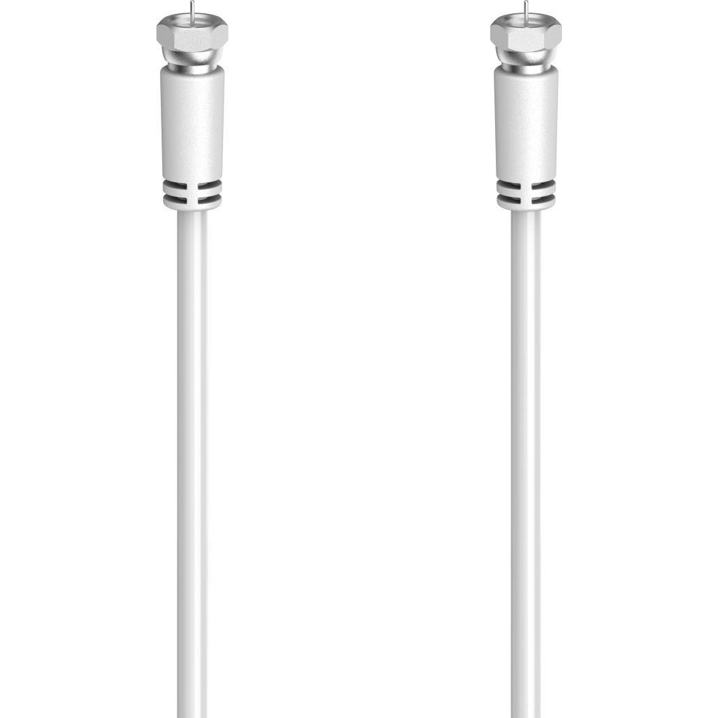 Hama SAT-Anschlusskabel, F-Stecker - F-Stecker, 3,0 m, 90 dB, Weiss (90 dB, Antennenkabel), Antennenkabel