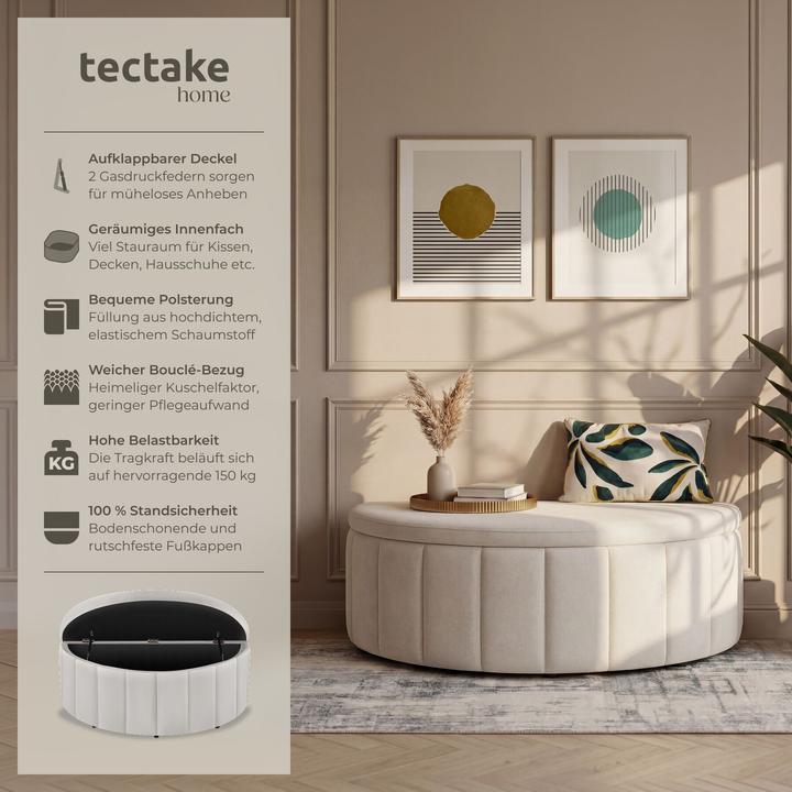 Actual product image tectake Moon upholstered bench with ample storage space, weight capacity 150 kg (108 cm)