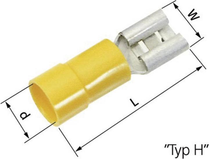 Produktbild Lapp Kabel Flachsteckhülse Steckbreite: 9.5 mm Steckdicke: 1.2 mm 180 ° Teilisoliert Gelb 63101120 50 St.