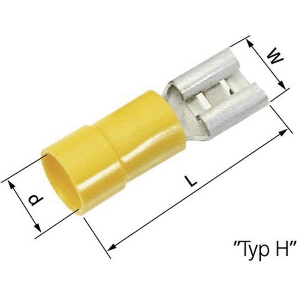 Lapp Kabel Flachsteckhülse Steckbreite: 9.5 mm Steckdicke: 1.2 mm 180 ° Teilisoliert Gelb 63101120 50 St., Elektronikkab...