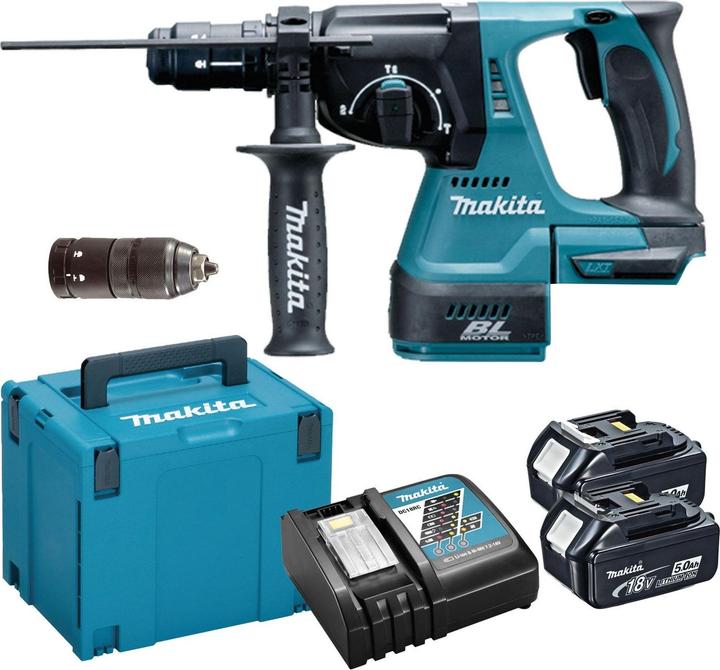 Produktbild Makita Bohr- und Spitzhammer DHR243RTJ Set (inkl. 2 Akkus etc.) (Akkubetrieb)