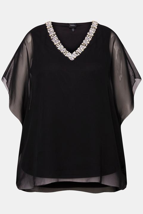 Actual product image Ulla Popken Layered Chiffon V-Neck Blouse (54)