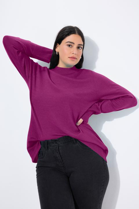 Image du produit Ulla Popken Damen grosse Grössen Pullover, Stehkragen, Langarm, Rippbündchen beere 58+ 822010827-58+ (58)