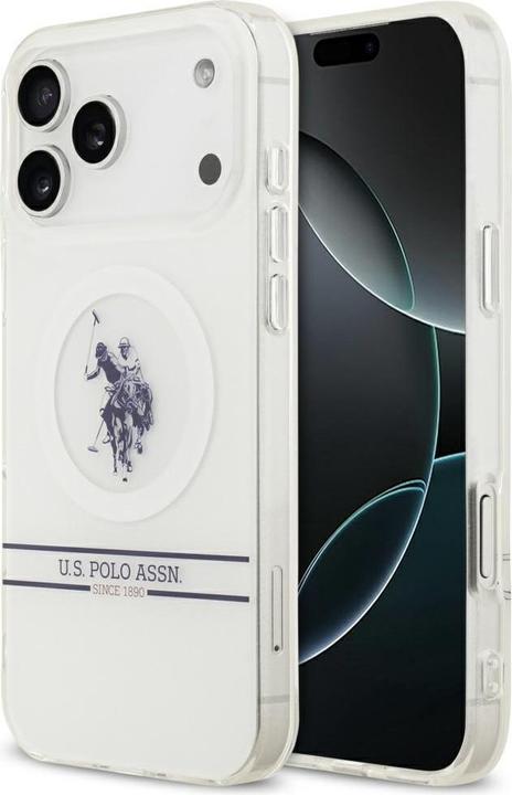 U.S. Polo US Polo DH and Bottom Stripe Logo MagSafe Case for iPhone 17 Pro Max White (Apple iPhone 17 Pro Max)