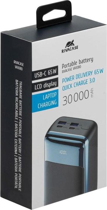 Produktbild Rivacase Powerbank 30000 mAh QC (30000 mAh, 22.50 W, 111 Wh)