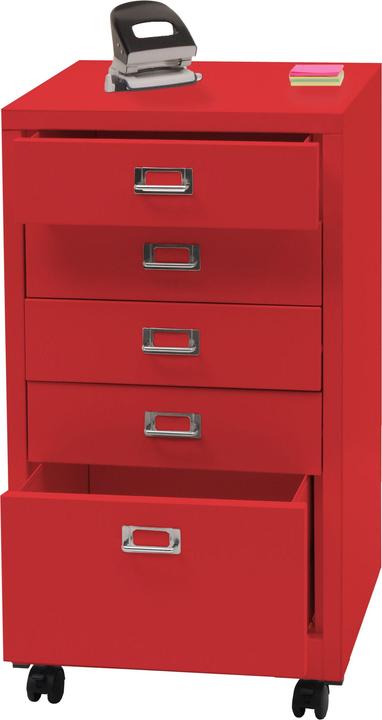 Immagine prodotto Mendler Piedistallo mobile HWC-L49, metallo 75x40x41cm 5 cassetti, rosso