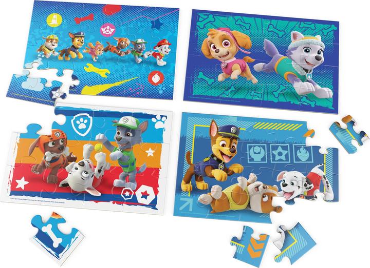 Actual product image Spin Master Paw Patrol, 4-piece wooden puzzle collection 12-piece 16-piece 20-piece 24-piece children's puzzles (16 pieces)