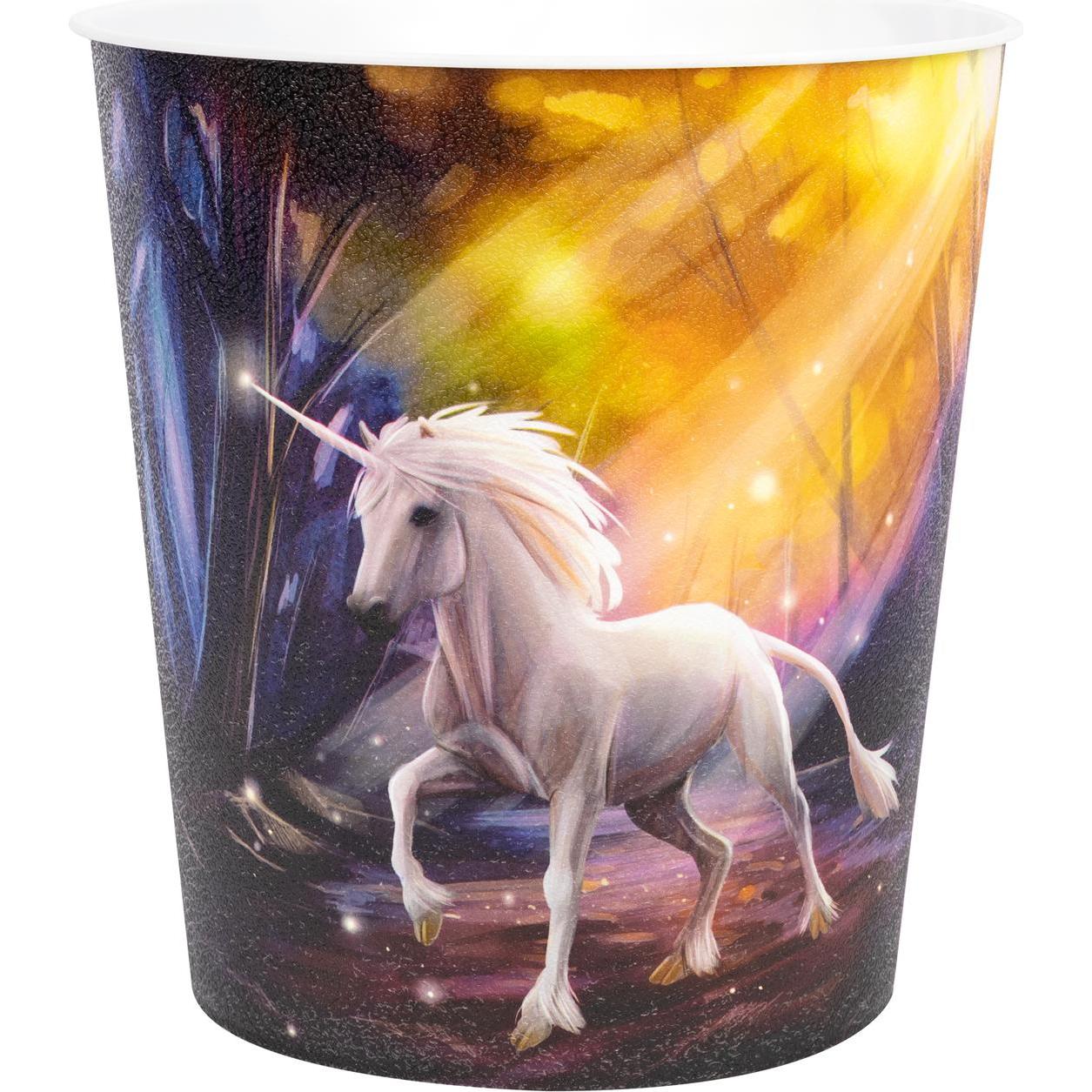 Idena 10842 - Papierkorb Kinder, Einhorn Motiv, 9 Liter Fassungsvermögen, aus PP, Mülleimer für Kind, Abfalleimer, Mehrf...