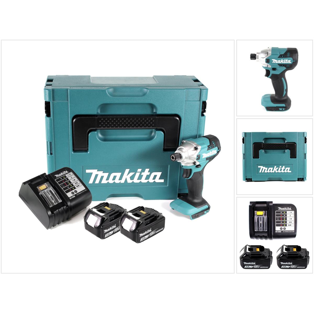 Makita, Bohrmaschine + Akkuschrauber, DTD 156 SF1J Akku Schlagschrauber 18V 155Nm + 2x Akku 3,0Ah + Ladegerät + Makpac (...