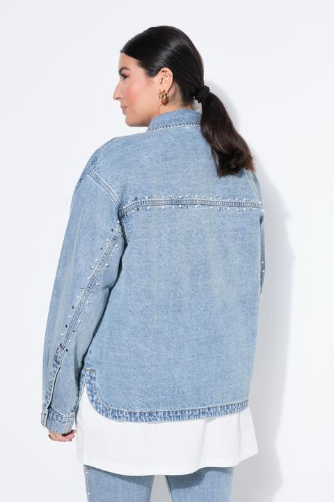 Actual product image Studio Untold Denim jacket, oversized, decorative beads, rhinestones (58)
