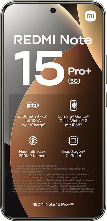 Actual product image Xiaomi REDMI Note 15 Pro+ 5G (512 GB, Brown, 6.83", Dual SIM, 5G)