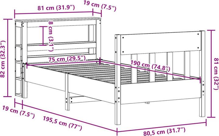 Image du produit vidaXL Bettgestell (75 x 190 cm)