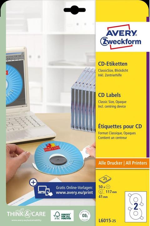 Image du produit Avery Étiquettes de CD