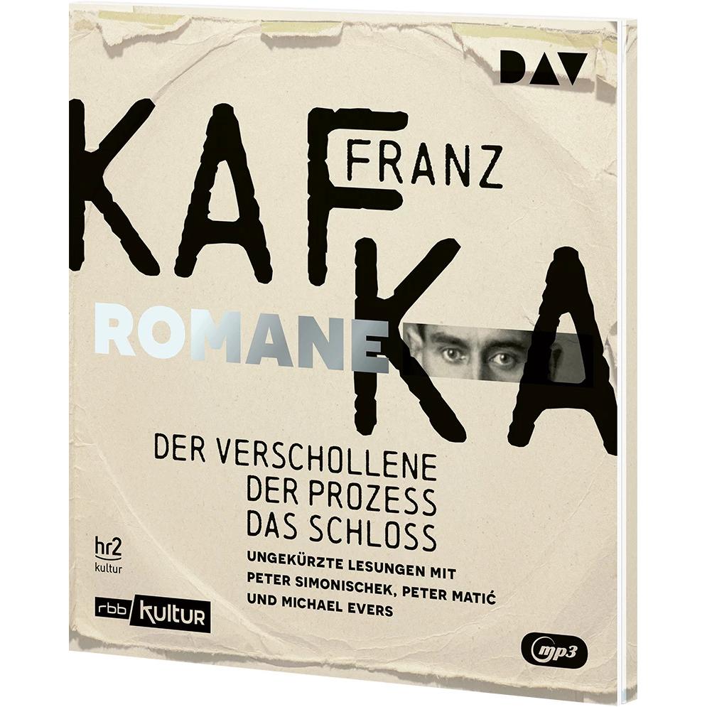 Thumbnail - Die Romane – Der Verschollene, Der Prozess, Das Schloss, Hörbücher von Peter Simonischek, Franz Kafka, Michael Evers, Pe...
