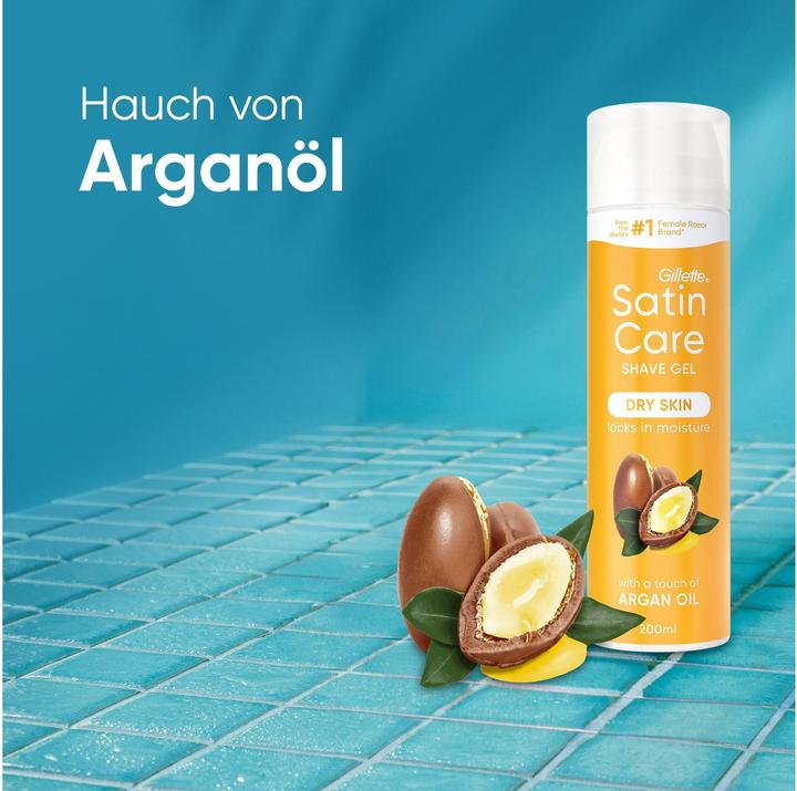 Immagine prodotto Gillette Satin Care Gel Arganöl Rasiergel 200 ml (200 ml, Gel da barba)