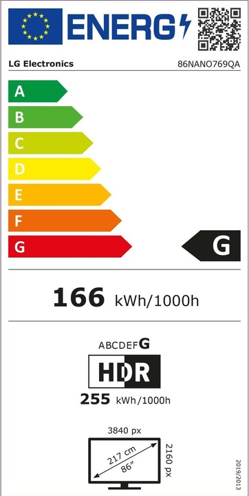 Energie-Label LG 86NANO769QA (86", NANO76, LED, 4K, 2022)