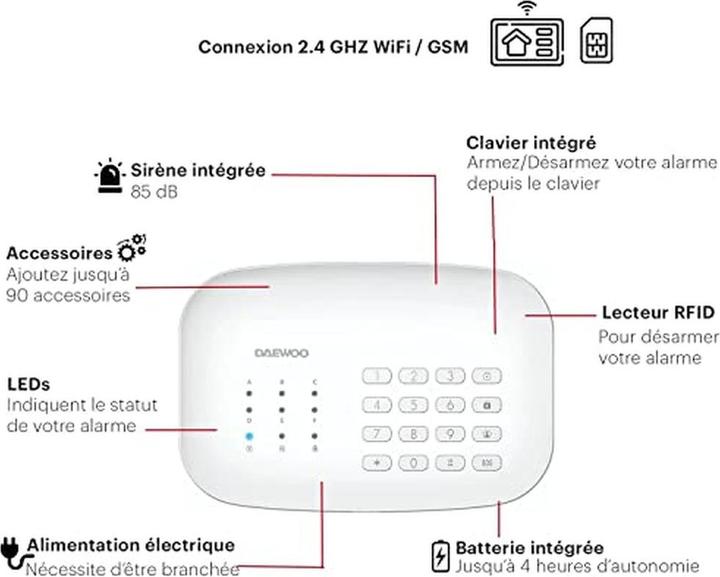 Produktbild Daewoo Family Wireless Home Alarm with Pet Detection, Solar Siren, 2 Cameras, Alexa & Google Compatible