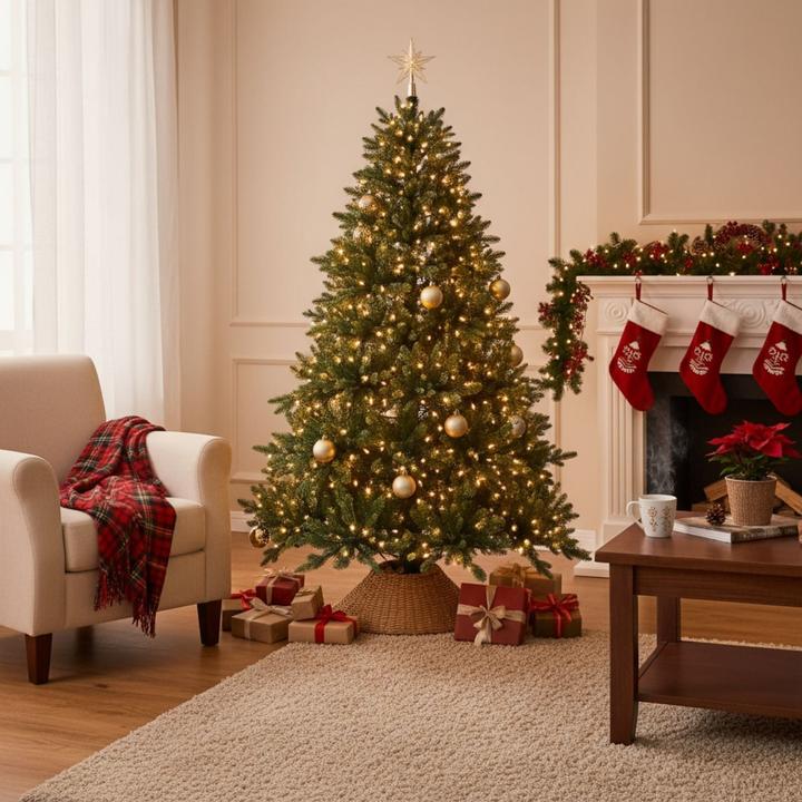 Actual product image Hermex Weihnachtsbaum 180cm mit LED Kunsttanne Christbaum Tannenbaum Tanne (180 cm)