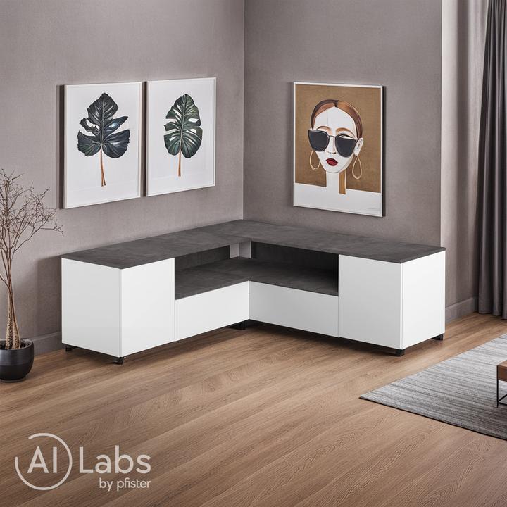 Immagine prodotto Temahome Porta TV angolare bianco e cemento (40 x 46 cm)